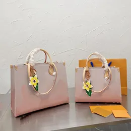 Frauen Tasche Einkaufstaschen Große Kapazität Handtasche Patchwork Gedruckt Buchstaben Farbverlauf Korn Echtes Leder Innen Zipper Hohe Qualität