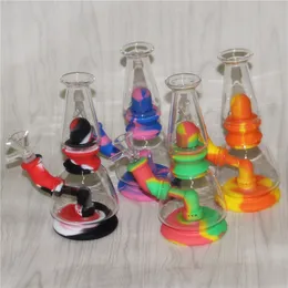 Silicone Plus Bongos de Água de Vidro com Tigela de Quartzo Unhas Tabaco Hookahs Removível Percolador Hookah Dab Rigs Herb Grinder