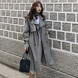 Brand FamoU Dwumijany piersi Vintage Spring Autumn Ubrania Kobiety Kobiety Bawełniany Trench Mujer Chaqueta O9ES