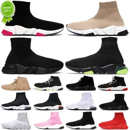 36-45 Sockenschuhe Herren Damen Laufschuh Plateau-Sneaker Graffiti Triple Black Beige Glitter Pink Mode Clear Sole Sport Outdoor