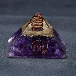 2,36 Zoll Orgon Pyramide Chakra Amethyst Quarz Heilung Gold EMF Schutz Geschenk