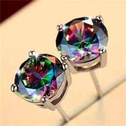 Stud 1pcs Paslanmaz Çelik Kristal Zirkon Küpe Menwomen Renkli 4claw Küpeler Moda Takı Fabrikası Toptan