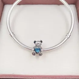 925 Sterling Silver Valentine Jewelry Dokonywanie Pandora Disny Duffy z niebieskim Emalcem Charms Chain Bead Love Bransoletka dla kobiet Naszyjnik Serce Chłopak 792129EN128