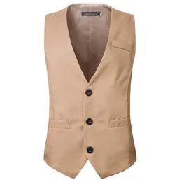 Kamizelka solidna Kamizelka Męskie Smart Casual Business Waistcoat Mężczyźni Formalne Kamizelki Społeczne Groommana Na Weddżet Dżentelmen Męski Płaszcz 210524