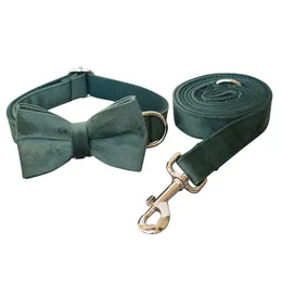 Green Velvet Cane Catena Collars Viaggio per vacanze Cucciolo Collare Collare Guinzaglio Set di guinzaglio Corgi Pug Teddy Pet Dogs Supplies