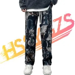 Men's Pants Japanese Fashion Men Hip Hop Clothing Spring Autumn Letter Graphic Printing Joggers Straight Leg Trousers Streetwear