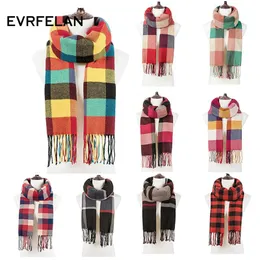 Scarves Evrfelan Märke Designer Scarf Kvinnor Lyx Vinter för män Plaid Long Ladies Sticka Sjal 60 Style Kvinna