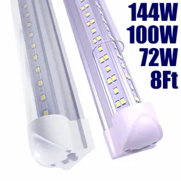 Luz de tubo LED, Lâmpada de luzes de LEDs de 72w 8FT, lâmpada de lâmpada de lâmpada integrada do lado duplo, funciona sem lastro de T8, plug and play, para armazém