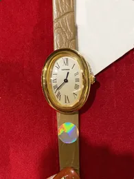 Fashion Women Geometric Oval Watches Sapphire Stainless Steel Roman Number Watch Female khaki Leather Quartz Clock 32mm