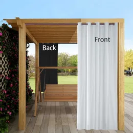 Outdoor Curtains Waterproof Rustproof Silver Grommet Porch Decor Thermal Insulated Curtain for Patio Outdoor Open-air Film 210712