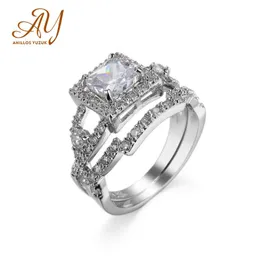 Cluster Rings Anillos Yuzuk Luxury Female Zirconia Diamond Solitaire Ring With S925 Logo Original Silver Wedding Promise Engagement