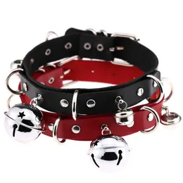 Tinkle Bell Kolye Stud Rivets Bondage Pu Sentetik Deri Spankers Yakası Kolye Punk Harajuku Mücevher Sahnesi Batcave Goth Chokers