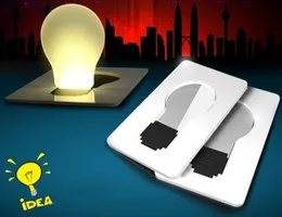 Design Mini Carteira Tamanho Portátil Pocket LED Cartão Lâmpada Lâmpada Noite Novidade Bateria Alimentada