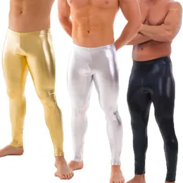 Mens Gold Silver Black Metallic Dance Leggings Shiny Stage Performance Pants Spandex Skinny For Adults And Boys