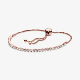 Gioielli firmati Bracciale in argento 925 Charm Bead fit Pandora Slider Tennis Link Bracciali Braccialetti scorrevoli in oro rosa Perline Charms stile europeo Perline Murano