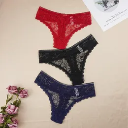 Women's Panties 6pcs/lots Sexy Thong Women Lace Seamless Tangas Transparent Hollow Girls G-String Low-rise Erotic Underwear Wholesale