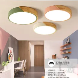 Ceiling Lights Nordic Ultra-thin Multicolor Circular LED Lamp Children's Room Light Wooden Office Bedroom Study Hall