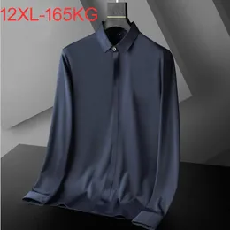 メンズドレスシャツ高品質春 9XL 10XL 12XL 大きいサイズ男性シャツ長袖パープルブラックビジネスフォーマルメンズオーバーサイズオフィス 60