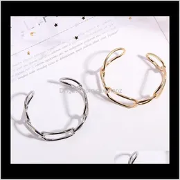 Браслеты браслета бросают доставку 2021 Модные пустое открытые манжеты Bangles for Woman Girl Geral Geametric Circle Gold Sier Color Bracelet Forist Simple TR