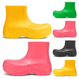 top Chelsea boots womens Candy solid colors pink triple black bule Pistachio Frost yellow red platform Martin Ankle Boot round toes waterproof size 5.5-8.5