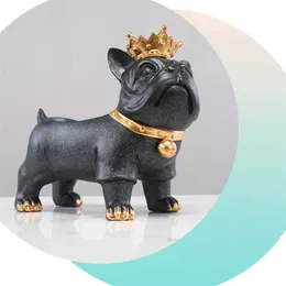 Heminredning Modell Tillbehör Kall Bulldog Figur För Inredning Stor Mouth Dog Förvaring Box Maison Decor Resin Animal Art 210804