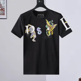 Tシャツメンズデザイナークリスタルスカルサマータイガーティーベーシックソリッドプリントレタースケートボードカジュアルパンクラバーズティーマンシャツ高級服半綿