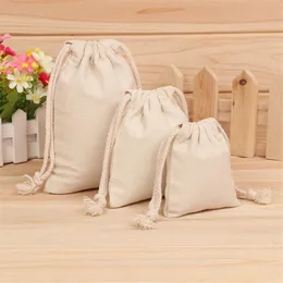 Förvaringspåsar Blank Canvas Bundle Pocket, Bomull Drawstring Dammpåse, Garment Skor Dra Rope Bag 5pcs Per Lot