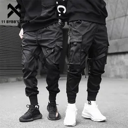 11 BYBBs mörka män joggare byxor multi-ficka elastiska midja harem byxor män hip hop streetwear sweatpants penna byxor techwear 220311