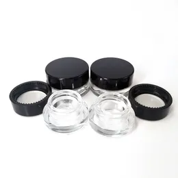 Glass Jar Cream Container 3ml 5ml Wax Thick Oil Black Lid Clear Tank Portable Cosmetic Jars Packing for Sample Containers