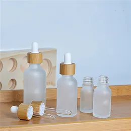 Glass Dropper Bottle Liquid Cosmetic Containers Essential Oil Bottles with Eye Droppers Wooden Lid Perfume Sample Vials