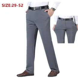 Thick Straight Work Trousers Men Pants Office Formal Black Plus Size Blue Elastic Business Stretch Big 44 48 50 52 Male Wearing 211106