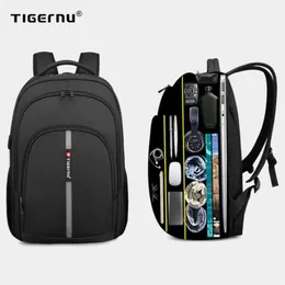 Tigernu Büyük Kapasiteli 15.6 inç Anti Hırsızlık Laptop Sırt Çantaları Su Geçirmez Erkek Sırt Çantası Seyahat Erkek Çanta için Genç 210929