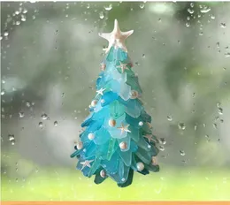 Christmas Window Stickers Emerald Christmas Tree Ornaments Self Adhesive Wallpaper PVC Glass Decoration Supplies 4PCS