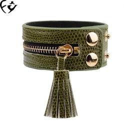 Korean Version Of Simple Lady's Hand-decorated Cowhide Zipper Fringed Bracelet FY19030403 Bangle