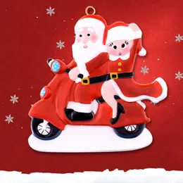 Familj Jul Hängsmycke Ornament Diy Decor Gift Santa Claus Motorcykel Xmas Tree Decorating Creative Resin Hängande hängen