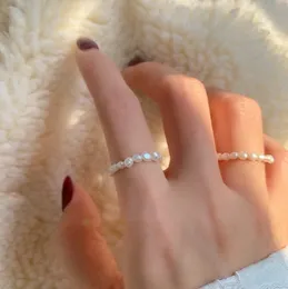 Fashion Irregular Natural Freshwater Pearl Ring For Women Lovers Gifts Elastic Geometric Rings Wedding Engagement Rin g