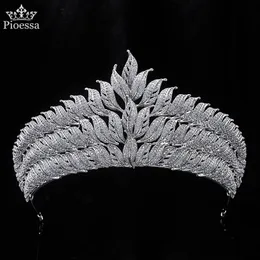 Hair Clips & Barrettes Pioessa Design Original Copper Ornament Leaf Crown Zircon Tiaras Women Bridal Crowns Wedding Accessories Coroa De Noi