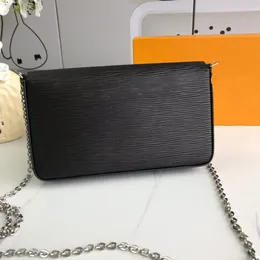 Hihg Luxurys designers plånbok kvinna mode stripecrossbody plånböcker axelväskor multi pochette felicie kedja handväska med box damm253r