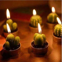 New 6PCS/Set Home Decor Rare Mini Cactus Candle Table Tea Light Home Garden Simulation Plant Candle Decorative Wedding Candles