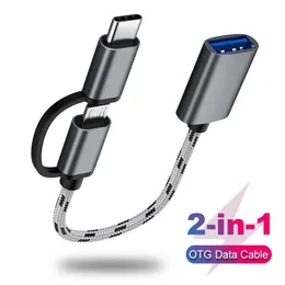 2 in 1 OTG Adaptörü Kablo USB 3.0 Mikro USB Tipi C Veri Sync Adaptörü Huawei Samsung MacBook U Disk Tipi-C