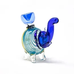 Hot 110mm glass pipe unique blue vortex elephant shape glass pipe portable