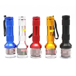 Aluminum Alloy Electric Tobacco Grinder Smoking Accessories Crusher Herb Smoke Grinders Flashlight Pollen Cigarett Handheld Chopper 5 Colors Incuding Retail Box