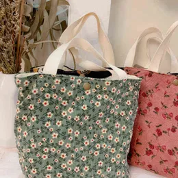 NXY Shopping Väskor Bolso de Mano Pana Suave Para Mujer Bolsa Compras Reutilizable Ecolgica Informal Plegable Ligera Floral Alta 0209