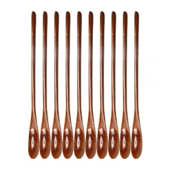 Spoons 10pcs Wooden Stirring Spoon Creative Honey Scoop Mixing Stick Tableware For Cooking Tea Coffee (Brown)