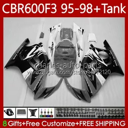 Fairings de OEM para Honda CBR 600 CBR600 F3 FS CC 600FS 600F3 1995-1998 64No.311 Bodys Cinza Branco CBR600FS 600-F3 1995 1996 1997 1998 CBR600F3 600cc 95 96 97 98 Bodywork