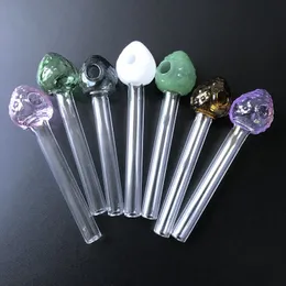 Großhandel Mini kleine bunte Erdbeer-Stil Rauchpfeifen Pyrex Glas Ölbrenner Pfeife Rauchzubehör Handbrennen für Dab Rigs Tube Tabak Trockenkräuter SW42