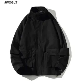 Куртка мужчин по прибытии случайные черные бежевые хлопчатобумажные молнии куртка мода мода свободно мужская весна и осень 210528