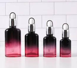 10 ml-50 ml bunte Farbverlaufsglas-Tropfflasche, quadratisch, leer, für ätherische Öle, kosmetische Flüssigkeit, Pipette, nachfüllbare Flaschen für Reisen