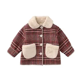 Gooporson koreanska mode barnkläder fleece varma plaid jacka rockar söta små tjejer outfits toddler barn kappa 210715