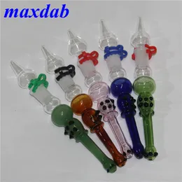 석영 팁이있는 유리 꿀 수집가 파이프 봉 키트 그릇 금속 팁 Dab Straw Oil Rigs 흡연 파이프